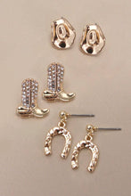 Load image into Gallery viewer, Trio Western Earrings (3 Pack)