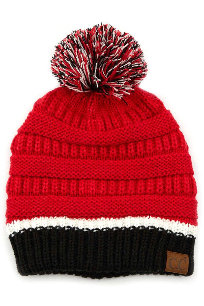 C.C  Red/Black Ribbed Beanie